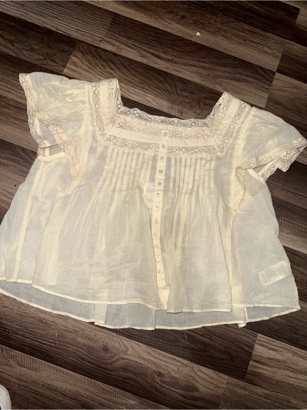 Free People Whisper White Monica Square Neck Button Down Top